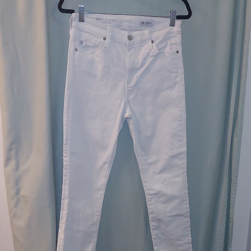 AG Mari Crop White Straight Leg Jeans Size 28